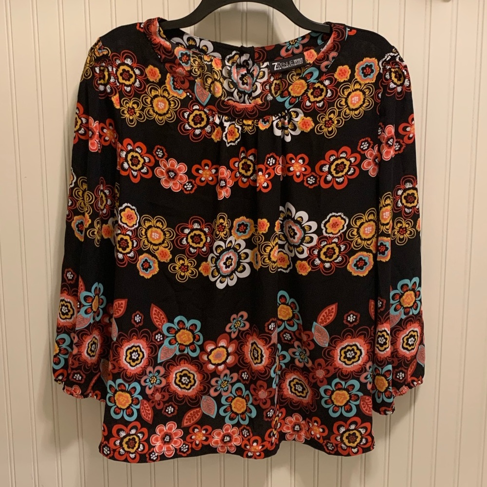 New York and Company vintage floral print blouse